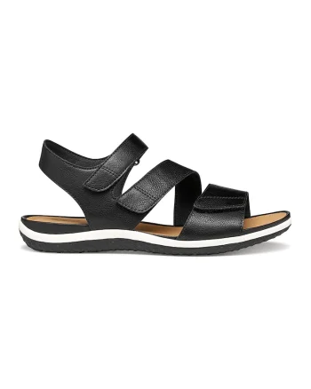 Sandale de piele ecologica cu velcro, Negru