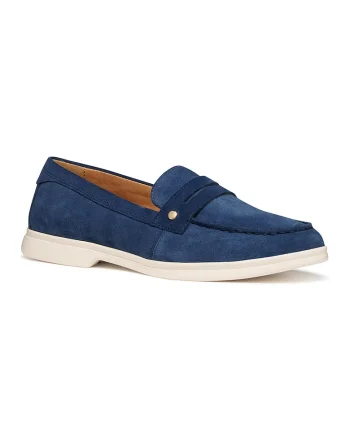 Pantofi loafer de piele intoarsa cu model uni, Bleumarin