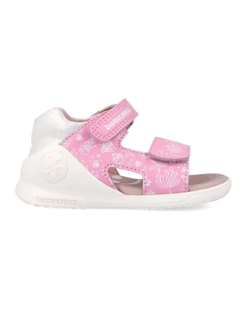 Sandale din piele cu varf decupat, Roz pastel/Alb murdar
