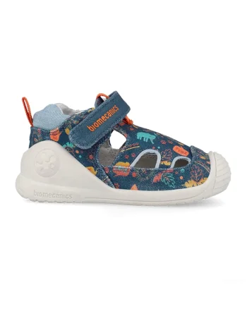 Pantofi sport din material textil cu velcro si model, Albastru inchis/Portocaliu mandarina/Alb murdar