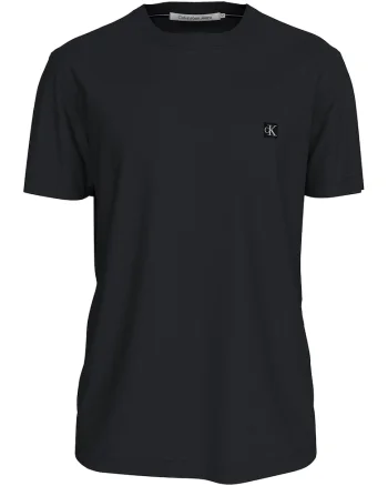 Tricou de bumbac cu decolteu la baza gatului, Negru