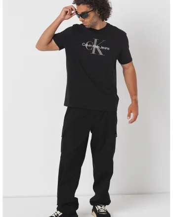 Tricou de bumbac cu imprimeu logo, Alb/Negru/Gri inchis