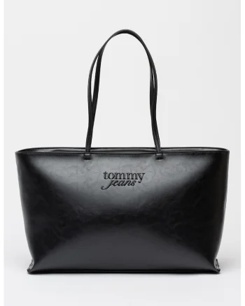 Geanta tote de piele ecologica cu logo in relief Must, Negru