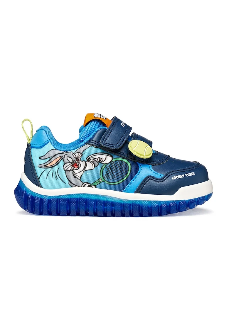 Pantofi sport Lightyloo Looney Tunes cu inchidere velcro si imprimeu, Albastru inchis