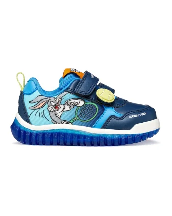 Pantofi sport Lightyloo Looney Tunes cu inchidere velcro si imprimeu, Albastru inchis