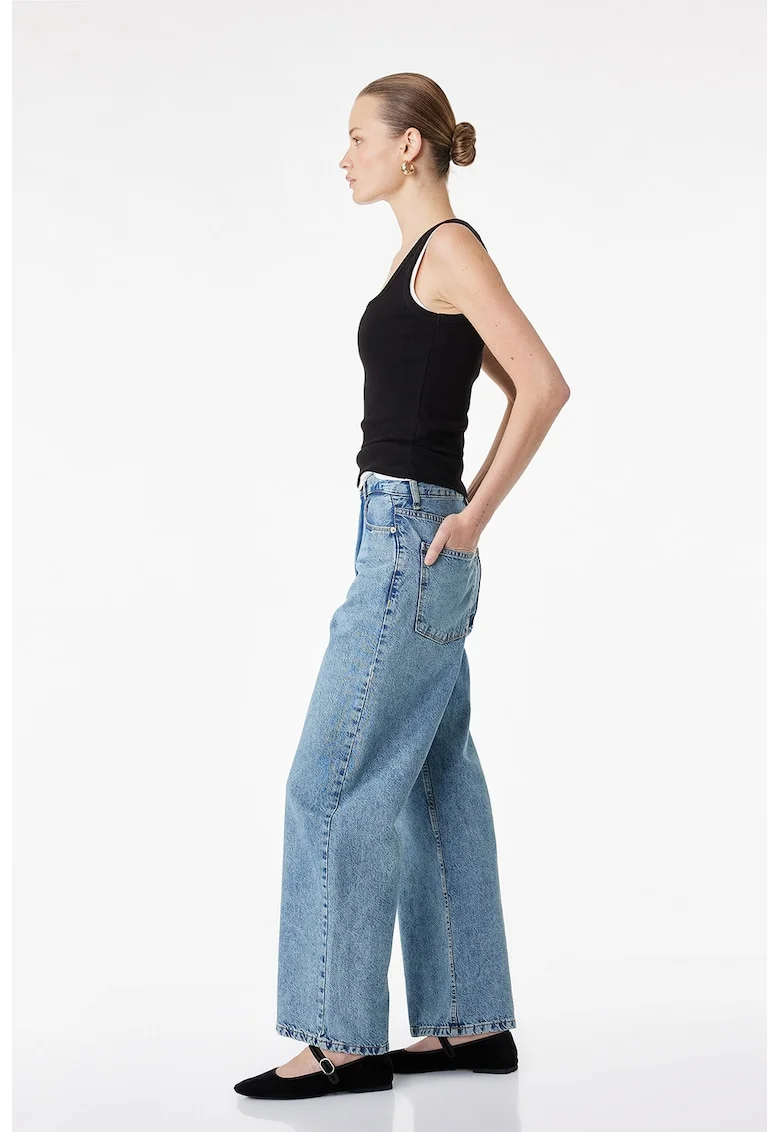 Blugi relaxed-fit cu croiala dreapta, Albastru prafuit