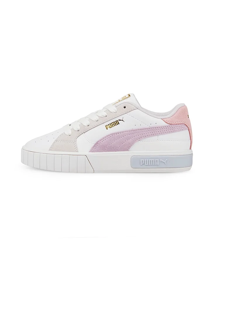 Pantofi sport cu insertii de piele intoarsa Cali Star, Alb/Lila