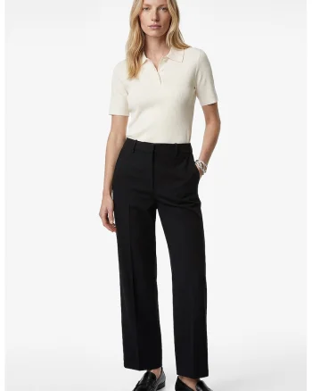 Pantaloni drepti cu talie inalta, Negru
