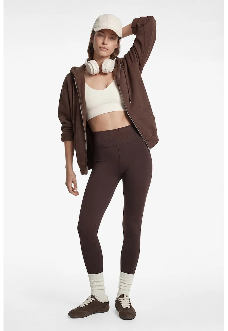 Colanti slim-fit cu talie inalta, Maro pamantiu