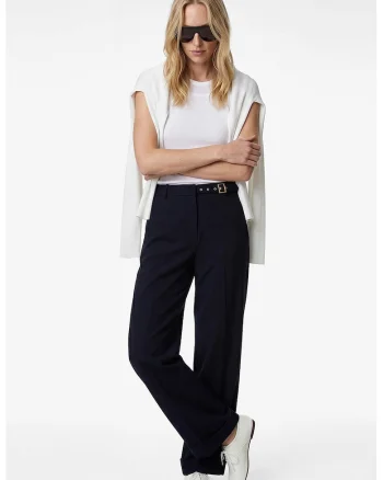 Pantaloni drepti cu curea, Albastru inchis