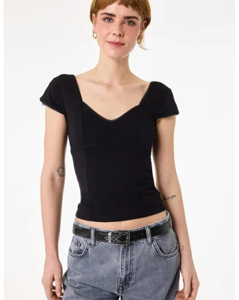 Tricou slim fit, Negru
