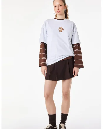 Tricou din bumbac cu detaliu brodat pe piept, Alb