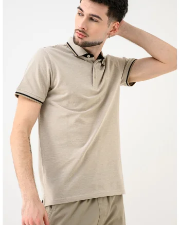 Tricou polo de bumbac organic, Grej