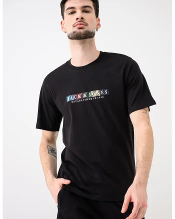 Tricou de bumbac organic cu imprimeu logo Jornantucket, Negru