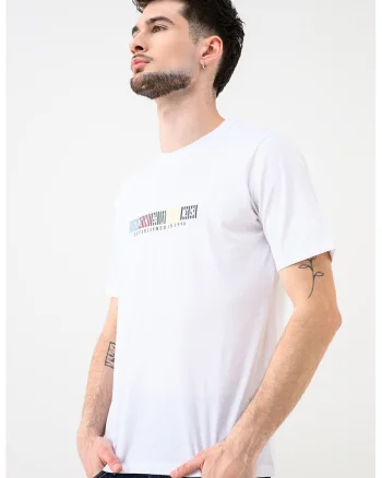 Tricou de bumbac organic cu imprimeu logo Jornantucket, Alb optic