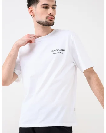 Tricou de bumbac cu imprimeu Fredo, Alb/Negru