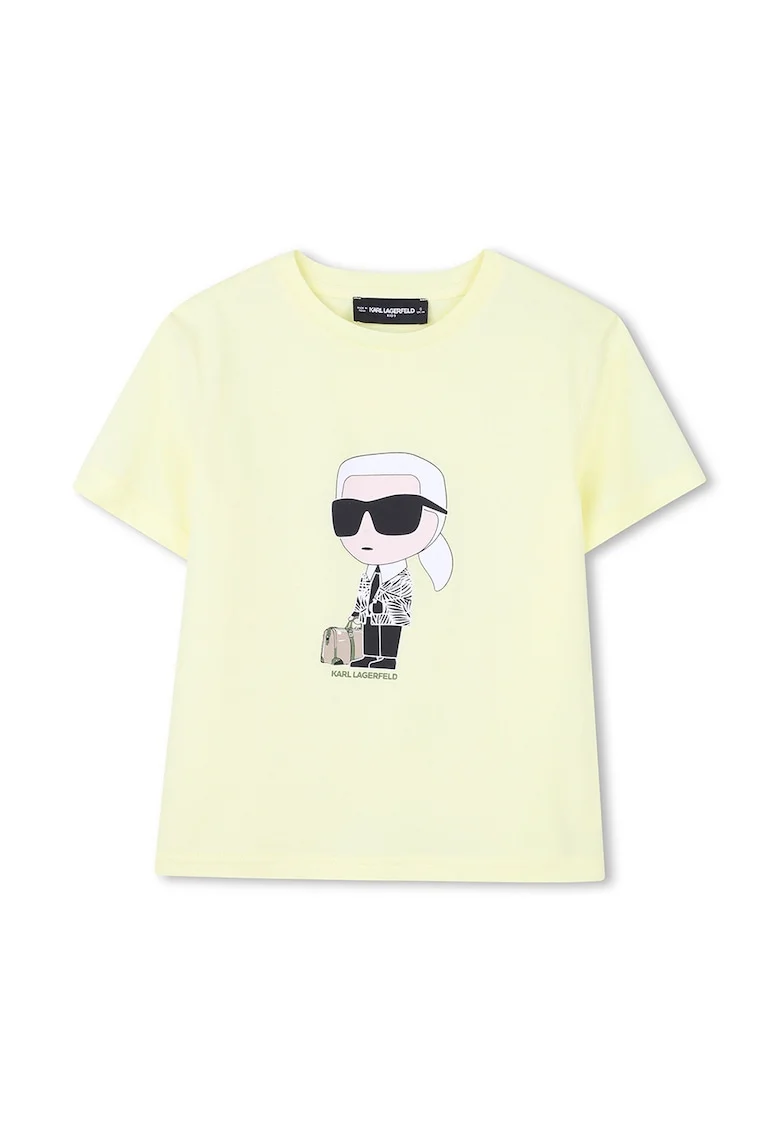 Tricou cu imprimeu logo, Negru/Galben pal