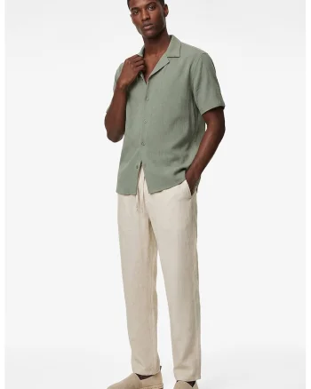 Camasa din amestec de bumbac cu maneci scurte, Verde sparanghel