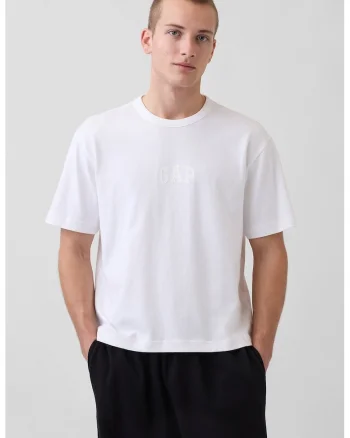 Tricou regular fit cu imprimeu logo, Alb optic