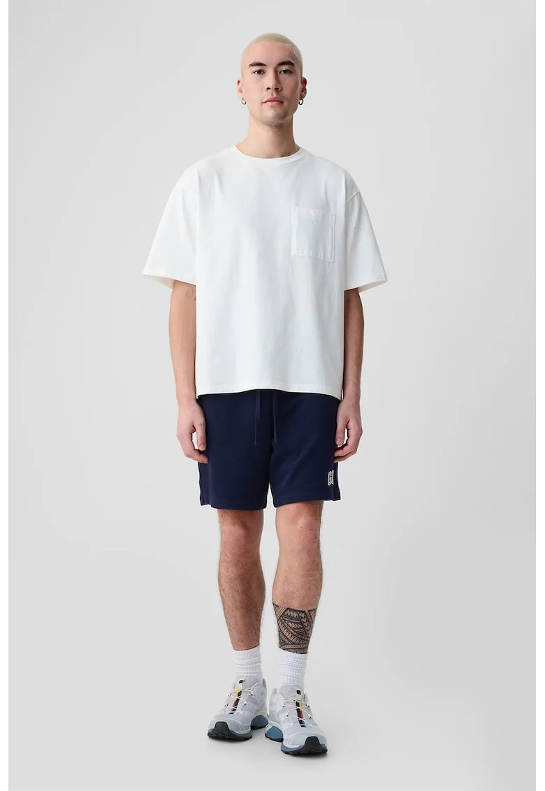 Pantaloni scurti de trening cu snur si buzunare laterale, Bleumarin