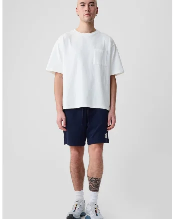 Pantaloni scurti de trening cu snur si buzunare laterale, Bleumarin