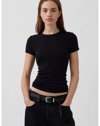 Tricou slim fit din amestec de modal, Negru