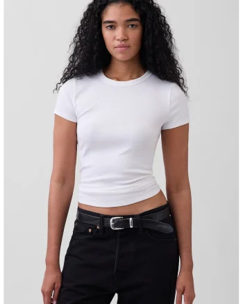 Tricou slim fit din amestec de modal, Alb