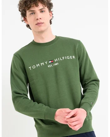 Bluza de trening brodata cu logo, Verde