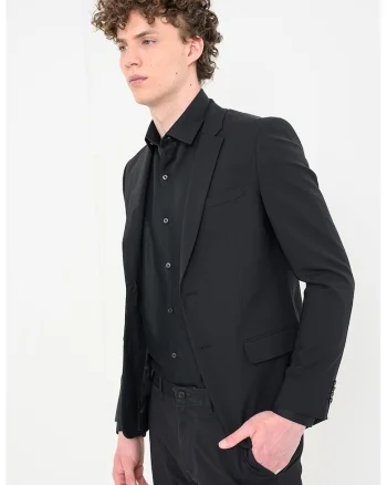 Sacou slim fit din amestec de lana, Negru