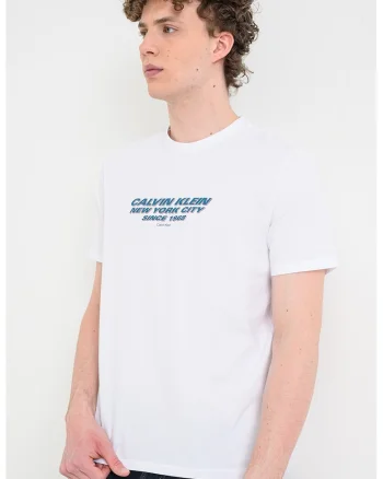 Tricou cu decolteu la baza gatului si imprimeu, Alb