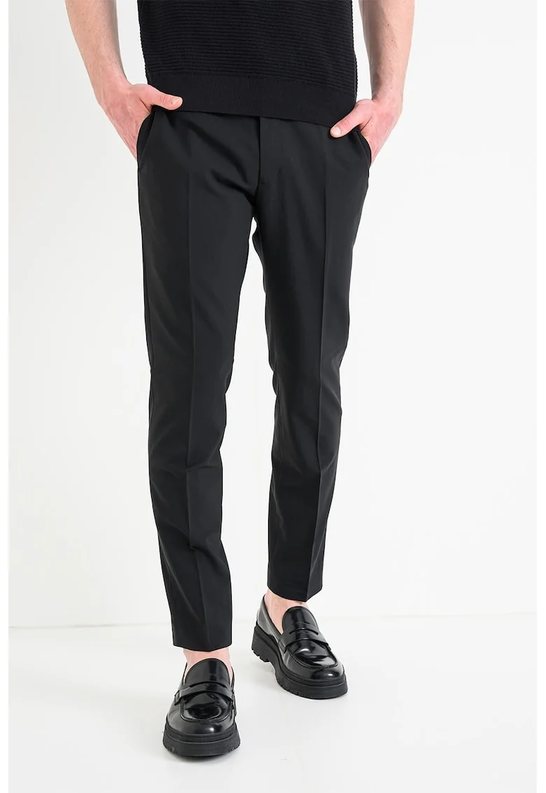 Pantaloni slim fit din amestec de lana, Negru