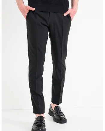 Pantaloni slim fit din amestec de lana, Negru
