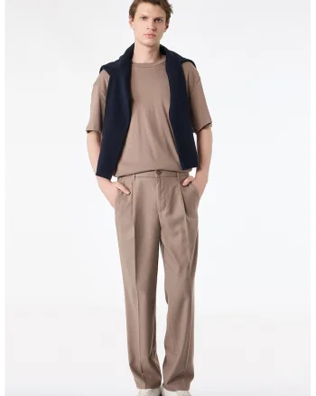Pantaloni Chino cu talie medie, Maro taupe