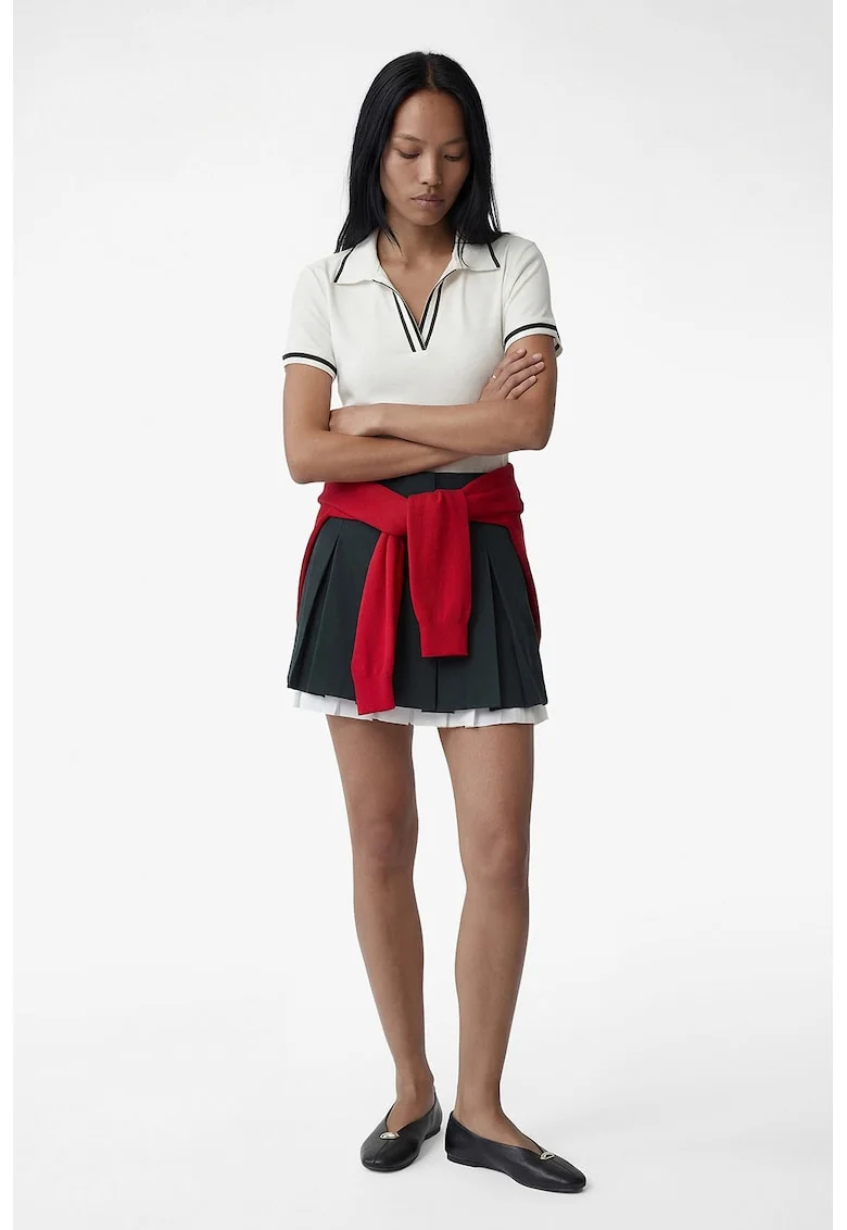 Tricou polo cu detalii contrastante, Alb