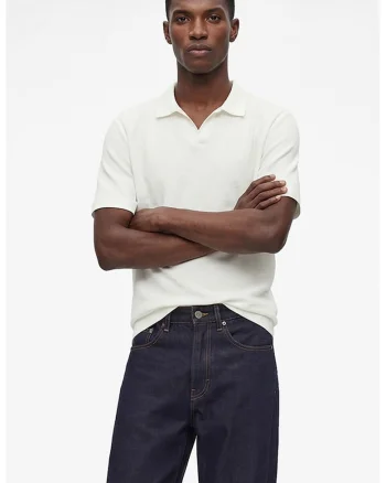Tricou polo texturat, Alb