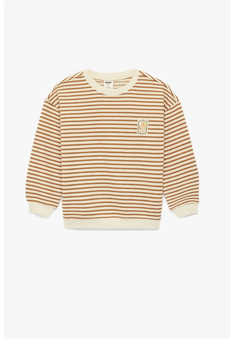 Bluza de trneing din amestec de bumbac cu dungi, Maro/Galben deschis