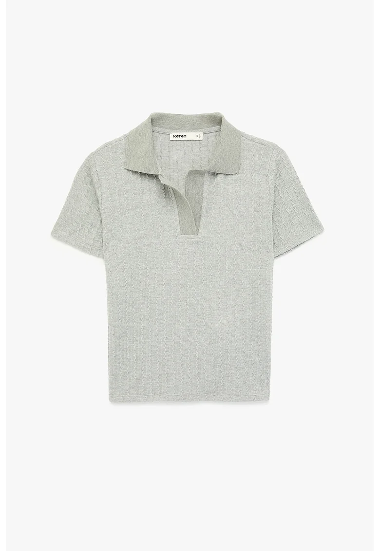 Tricou polo slim fit, Gri deschis melange
