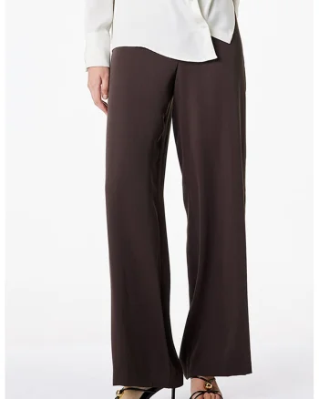 Pantaloni ampli cu talie inalta, Maro inchis