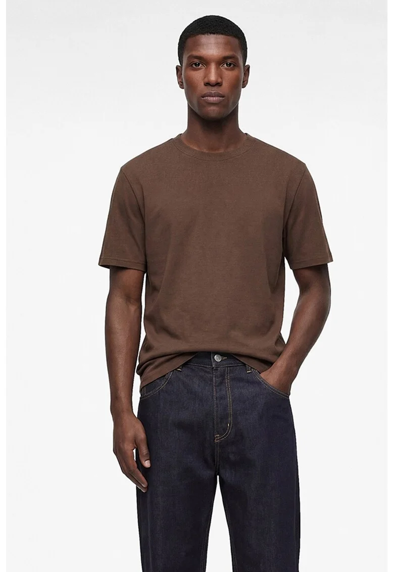 Tricou cu decolteu la baza gatului, Maro pamantiu