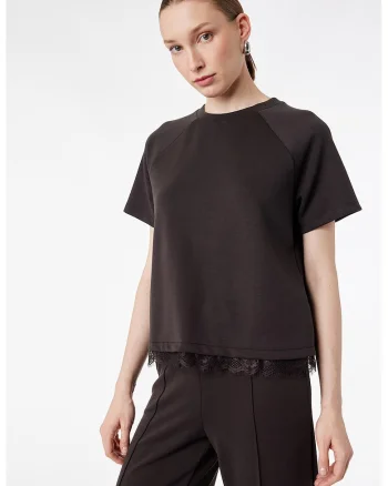 Tricou din amestec de modal cu maneci raglan, Maro inchis