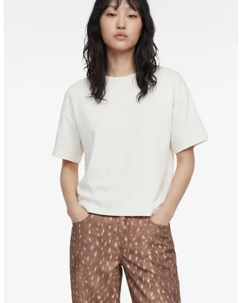 Tricou uni din amestec de modal, Alb murdar