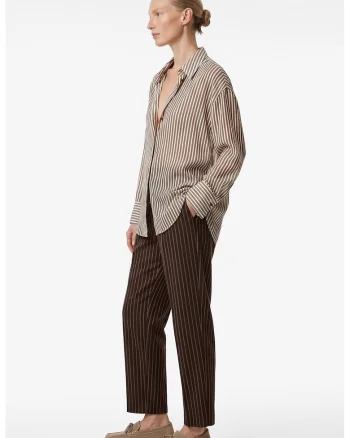 Camasa relaxed fit cu dungi, Maro camel/Maro pamantiu