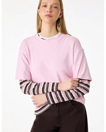 Tricou uni din amestec de modal, Roz