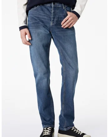 Blugi slim fit cu aspect decolorat, Albastru prafuit