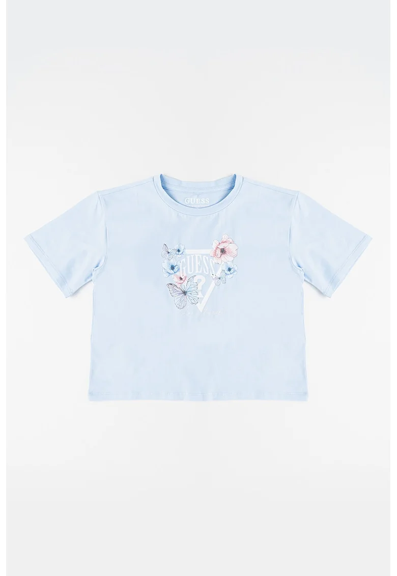 Tricou din amestec de bumbac cu imprimeu, Albastru pastel/Kaki/Roz