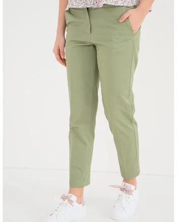 Pantaloni crop cu croiala conica, Verde fistic