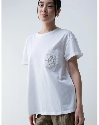 Tricou din bumbac cu logo, Alb optic