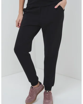 Pantaloni de trening cu logo si snur, Negru