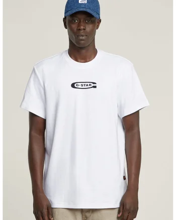 Tricou de bumbac organic cu logo, Negru/Alb optic