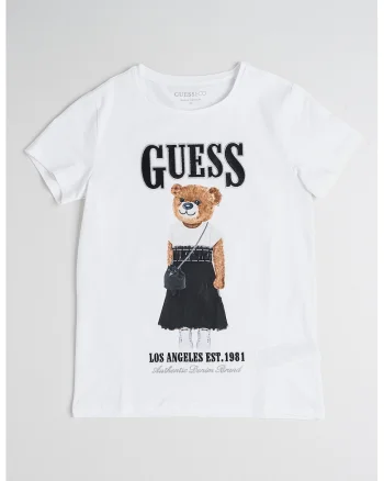 Tricou din amestec de bumbac cu logo si imprimeu grafic, Alb/Negru/Maro